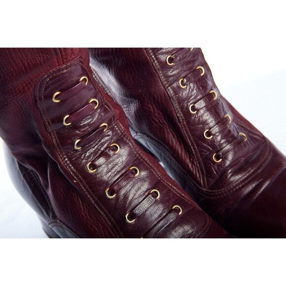 Women’s Leather Boots 1970’S Degas Calzados ELDA CHIERNO Spain SFA Maroon 5M - Picture 3 of 4